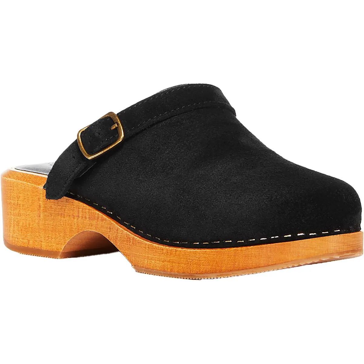 70s Classic Womens Leather Buckle Clogs
