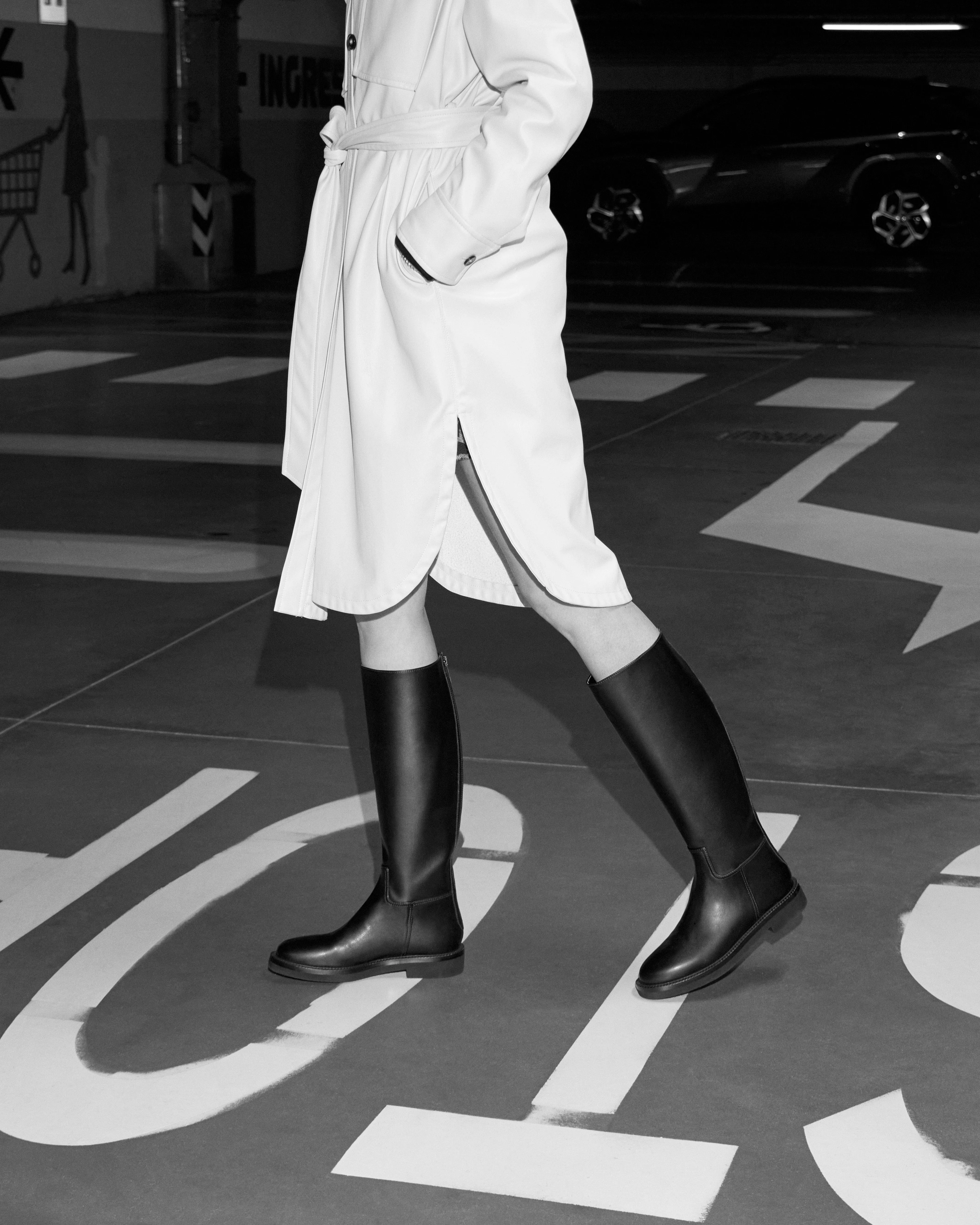 Ada Vegan Leather Knee High Boots | Black