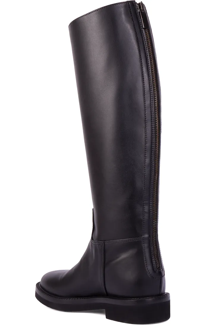 Ada Vegan Leather Knee High Boots | Black