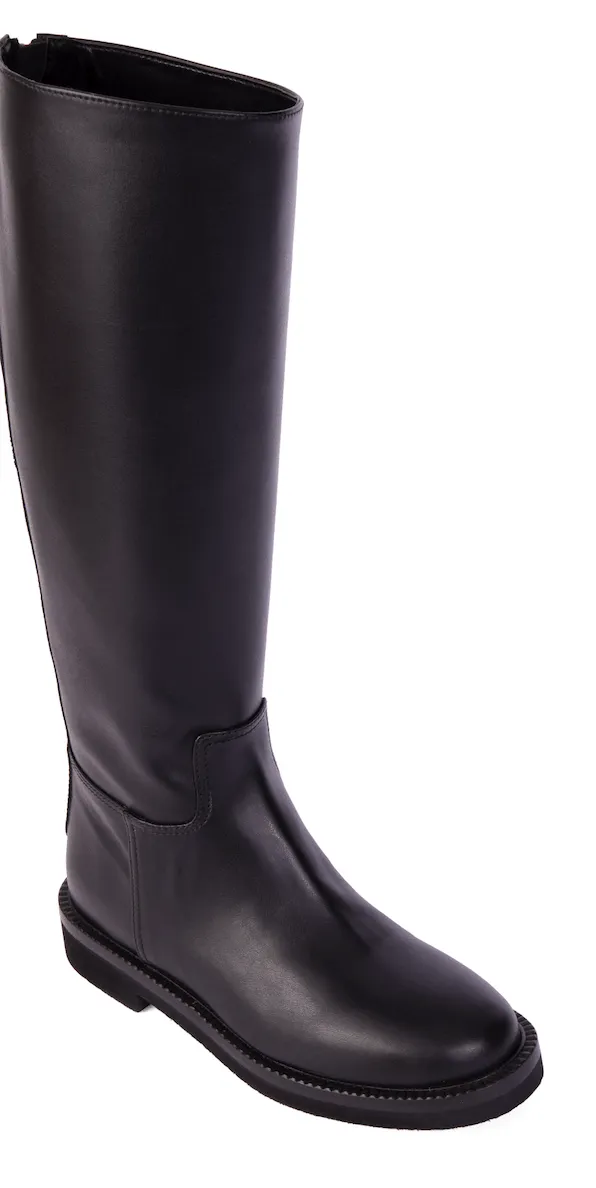 Ada Vegan Leather Knee High Boots | Black