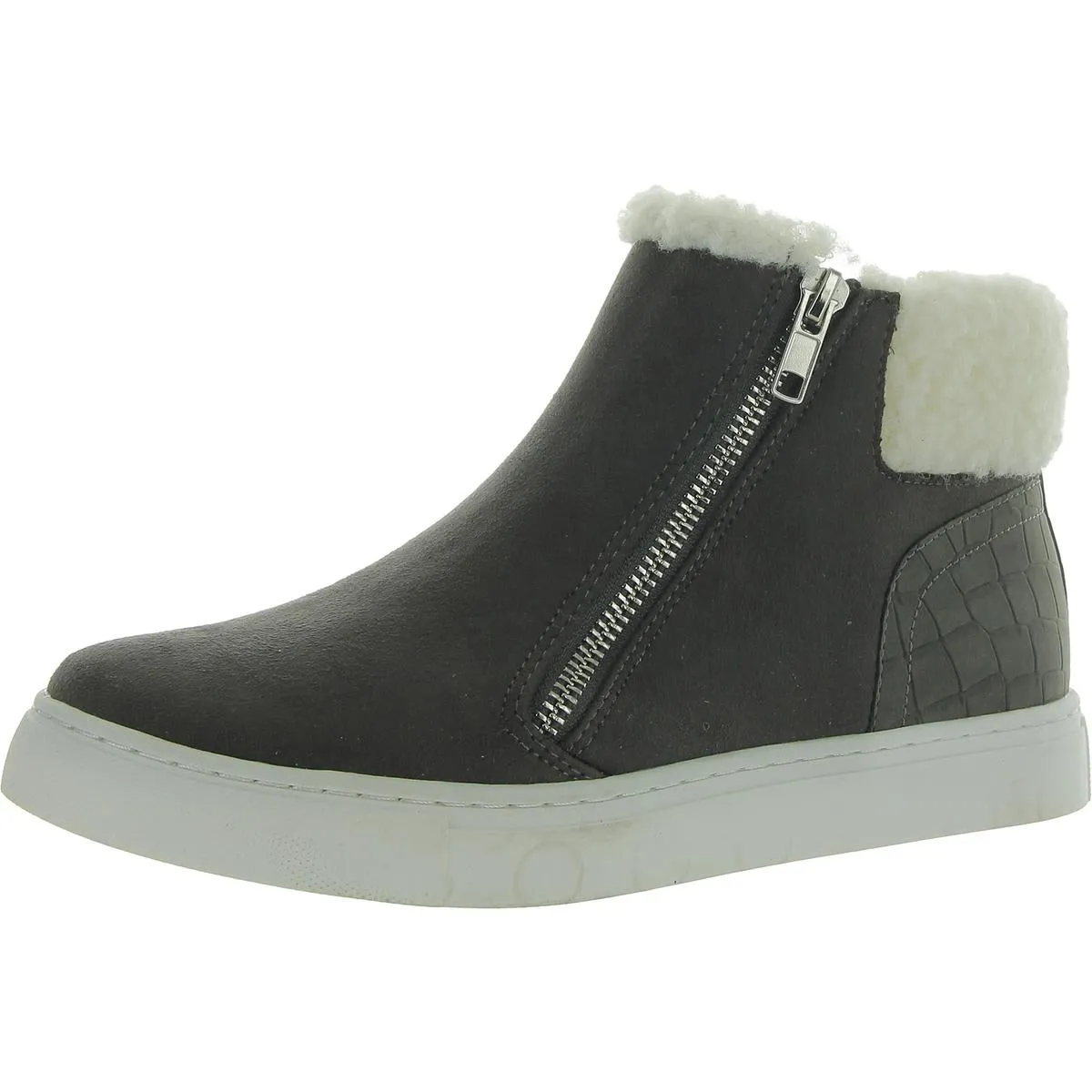 Adelyne Womens Faux Leather Flat Ankle Boots