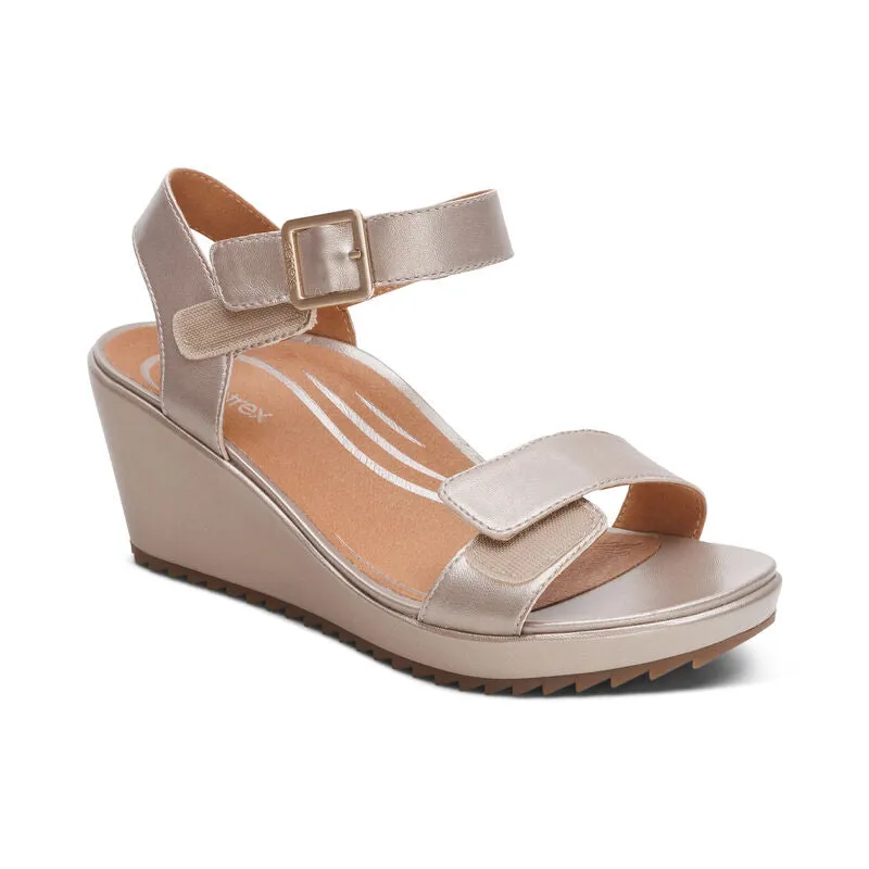AETREX ANDREA WEDGE SANDAL - PLATINUM