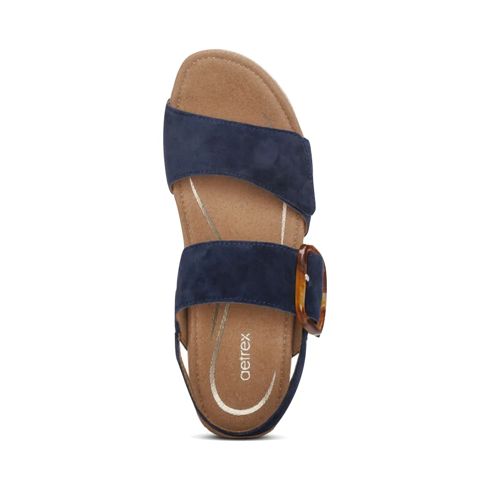 Aetrex Women's Ashley Wedge Sandal in Navy