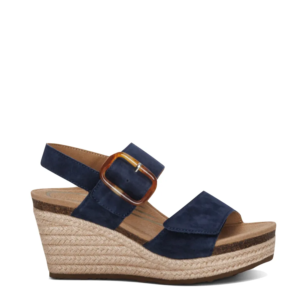 Aetrex Women's Ashley Wedge Sandal in Navy