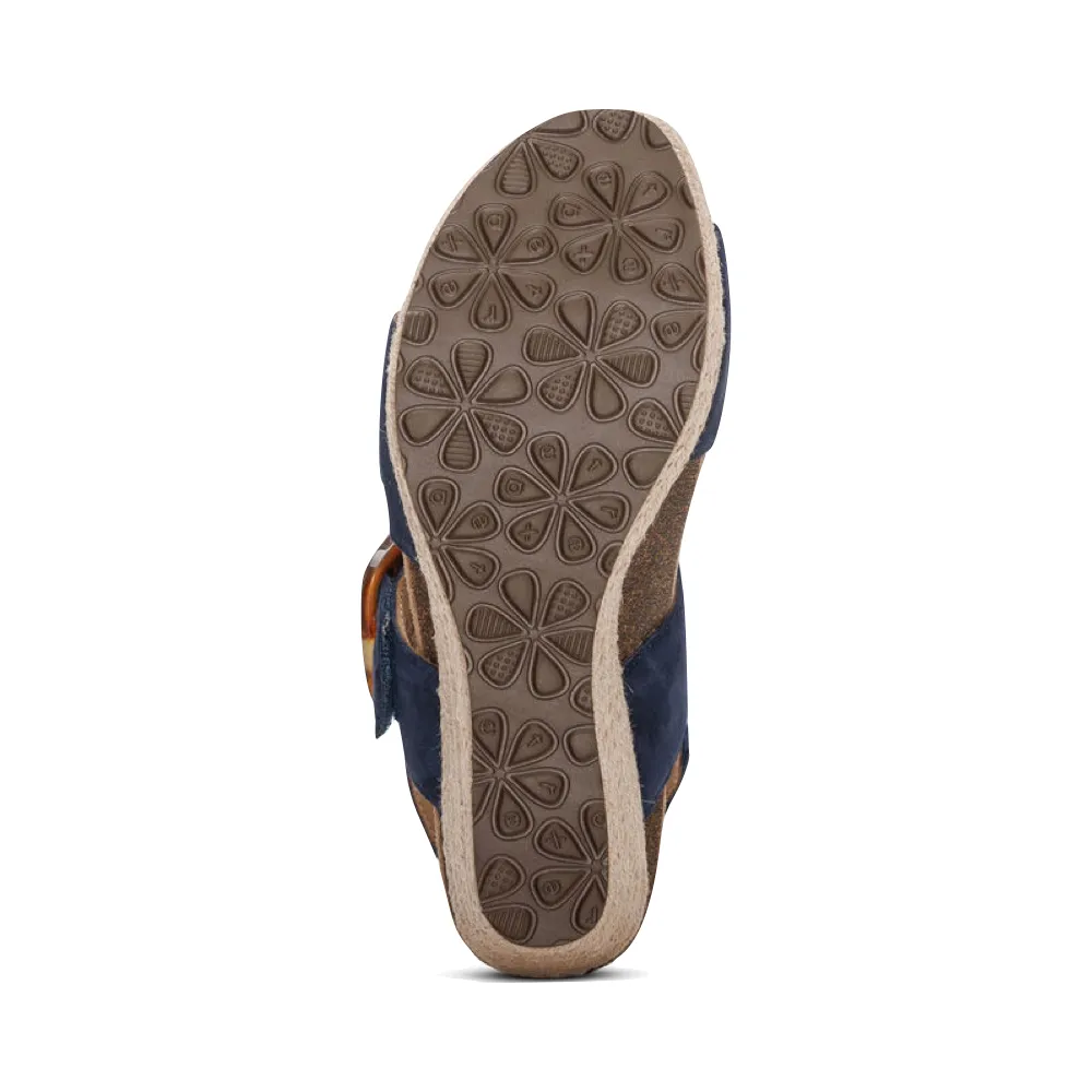 Aetrex Women's Ashley Wedge Sandal in Navy