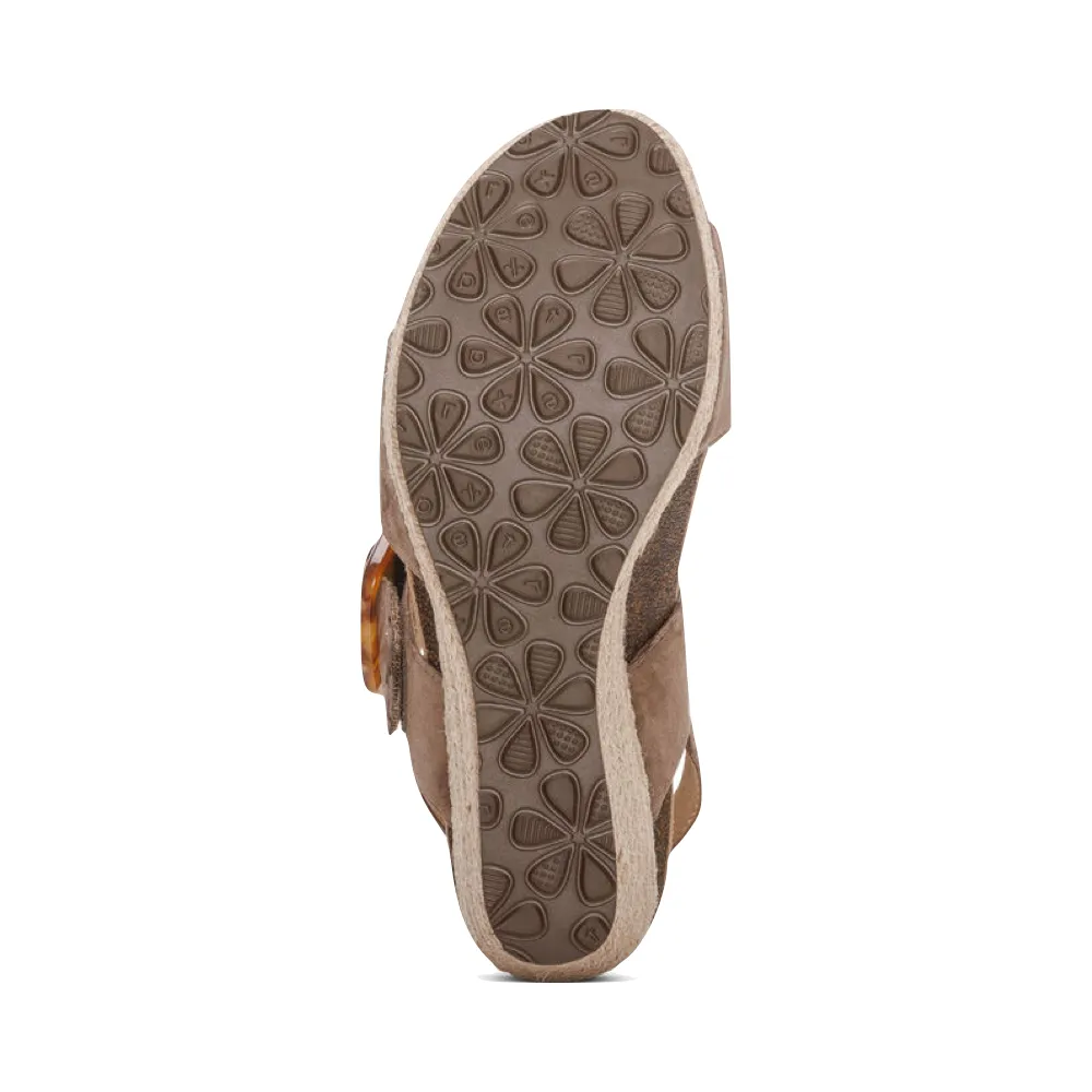 Aetrex Women's Ashley Wedge Sandal in Taupe