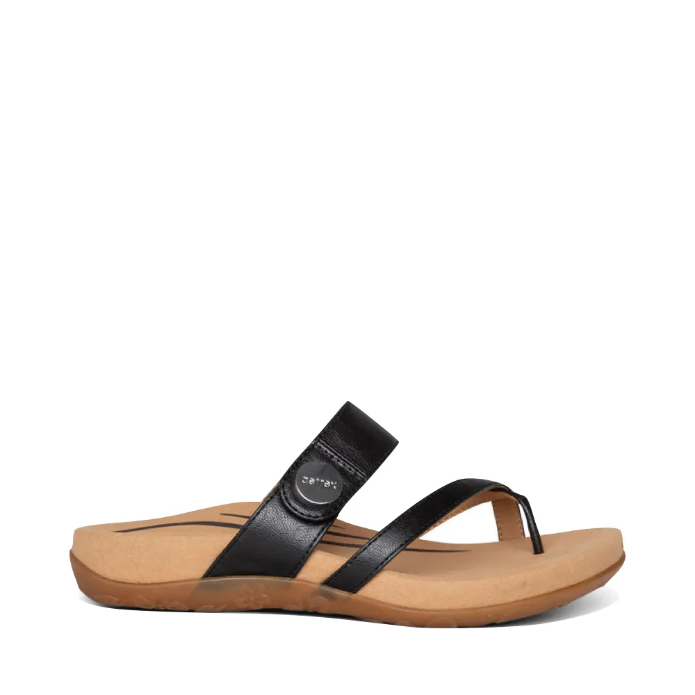 Aetrex Women's Izzy Adjustable Slide Sandal in Black