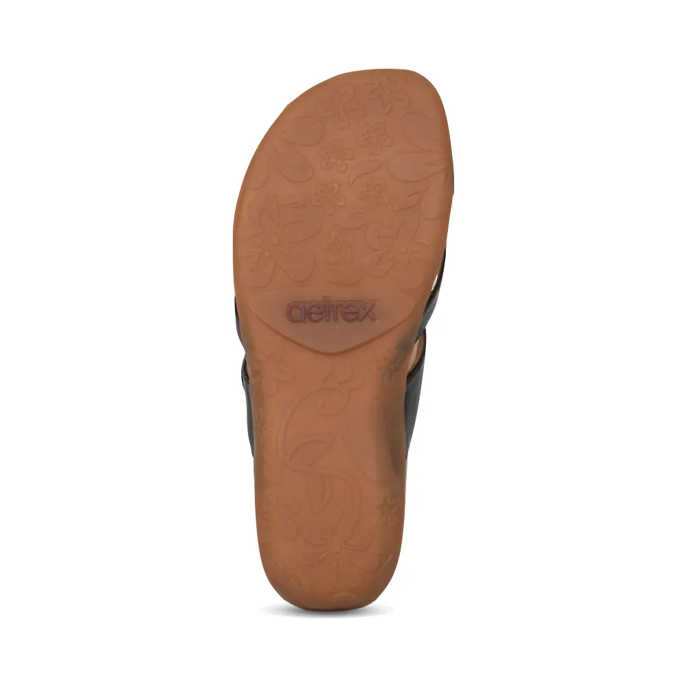 Aetrex Women's Izzy Adjustable Slide Sandal in Black