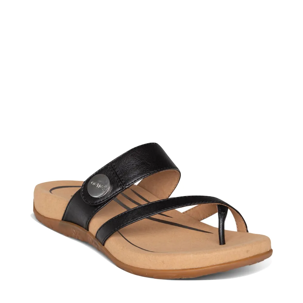Aetrex Women's Izzy Adjustable Slide Sandal in Black