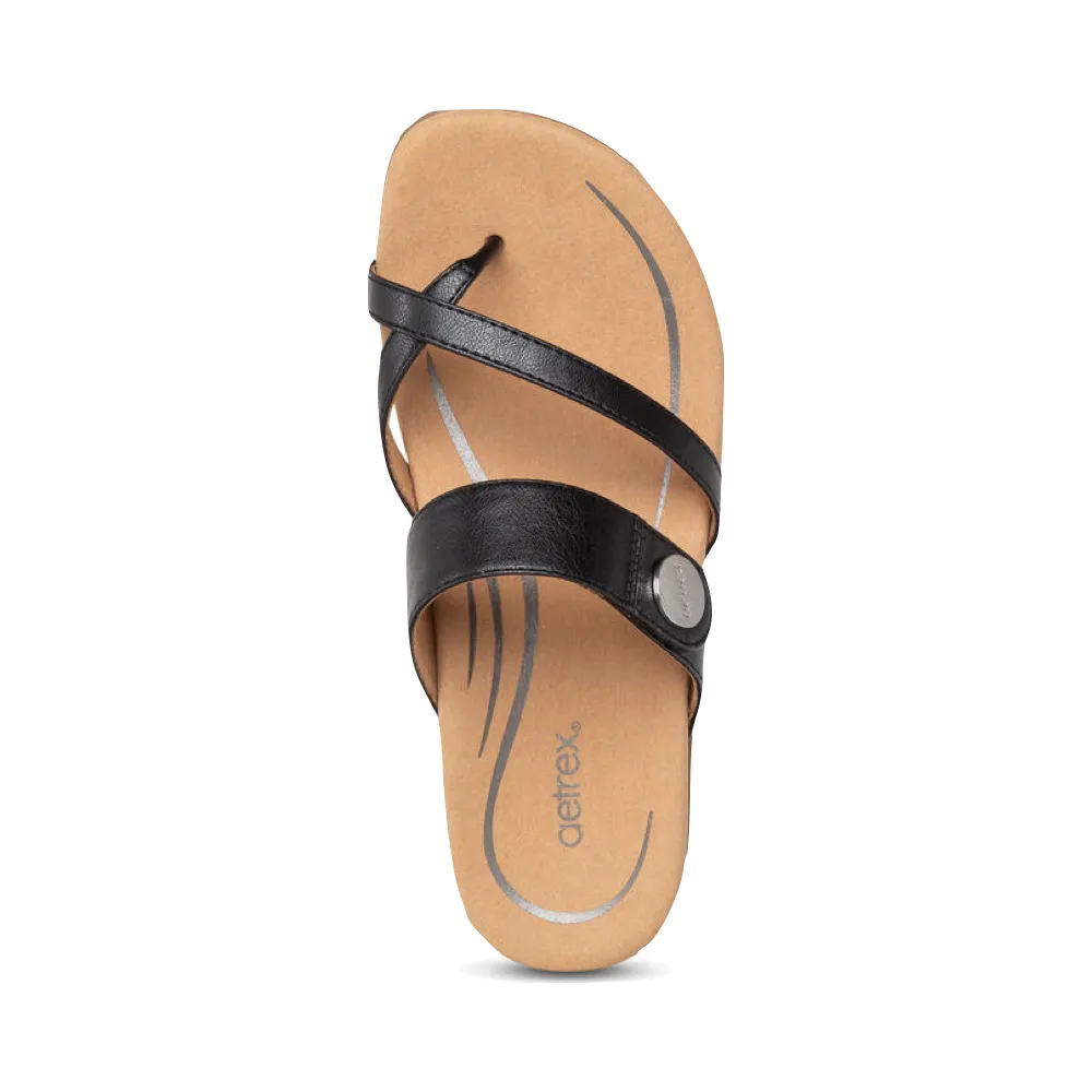 Aetrex Women's Izzy Adjustable Slide Sandal in Black