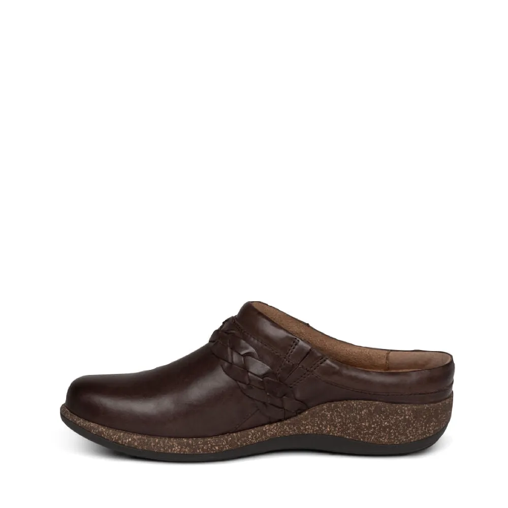 Aetrex Women's Libby Leather Clog in Brown