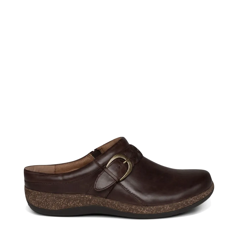 Aetrex Women's Libby Leather Clog in Brown