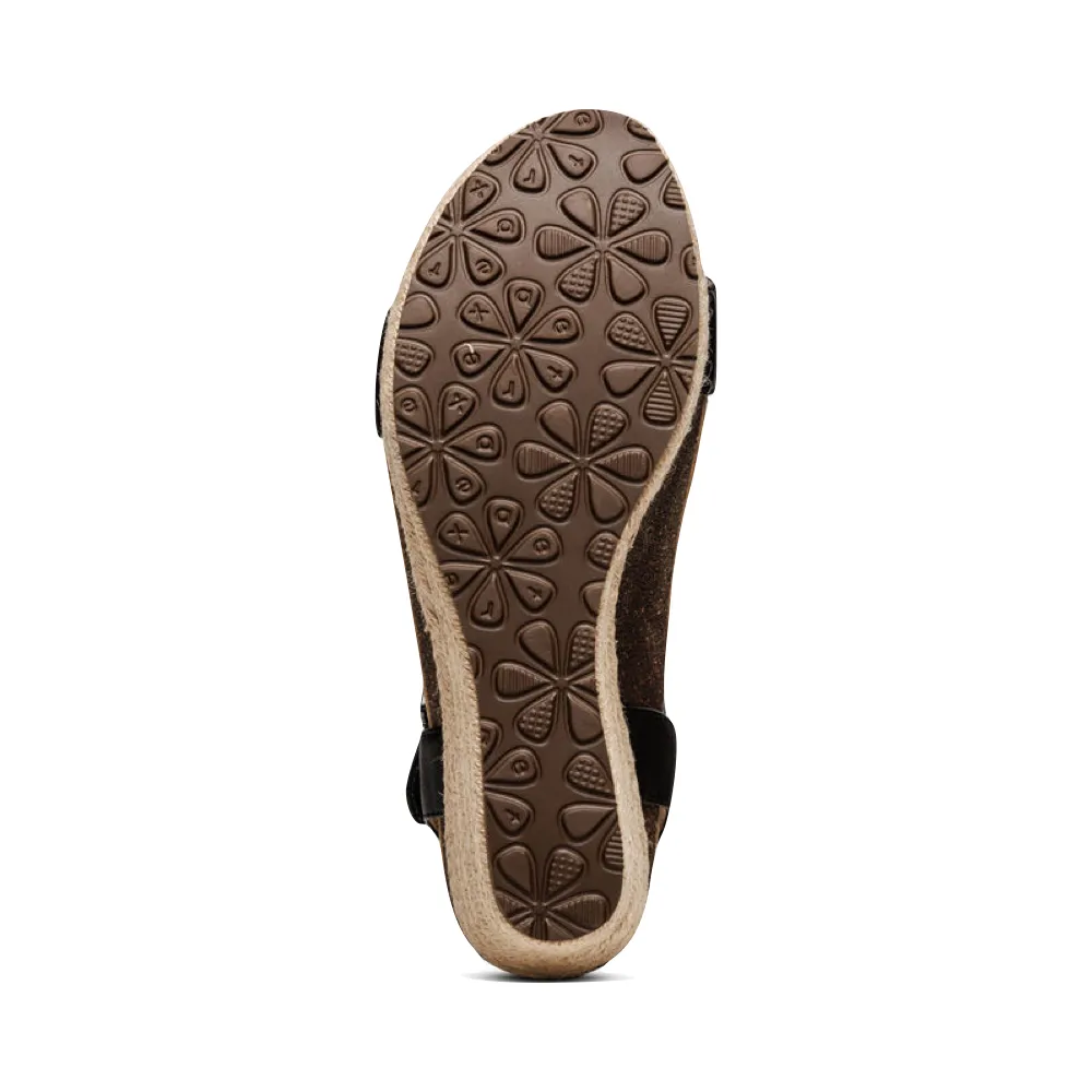 Aetrex Women's Sydney Quarter Strap Espadrille Wedge Sandal in Black