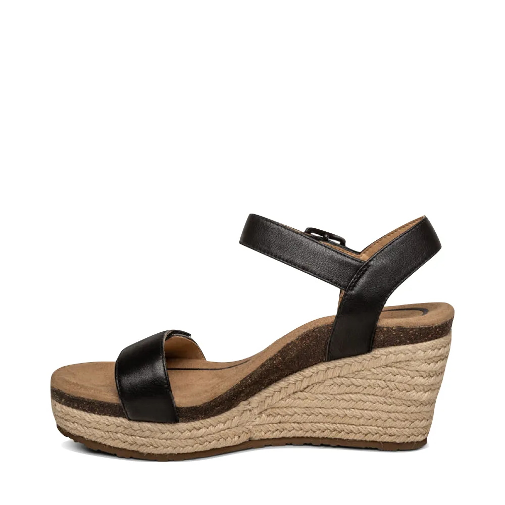 Aetrex Women's Sydney Quarter Strap Espadrille Wedge Sandal in Black