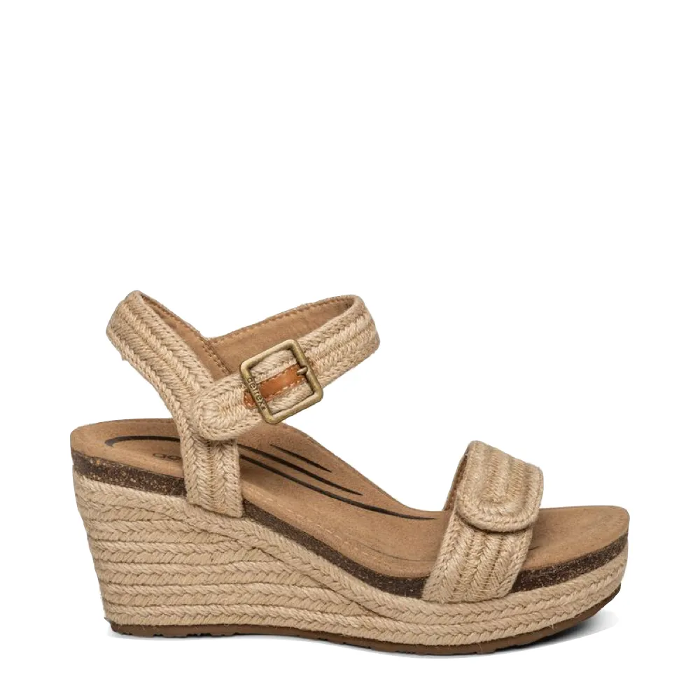 Aetrex Women's Sydney Quarter Strap Espadrille Wedge Sandal in Natural