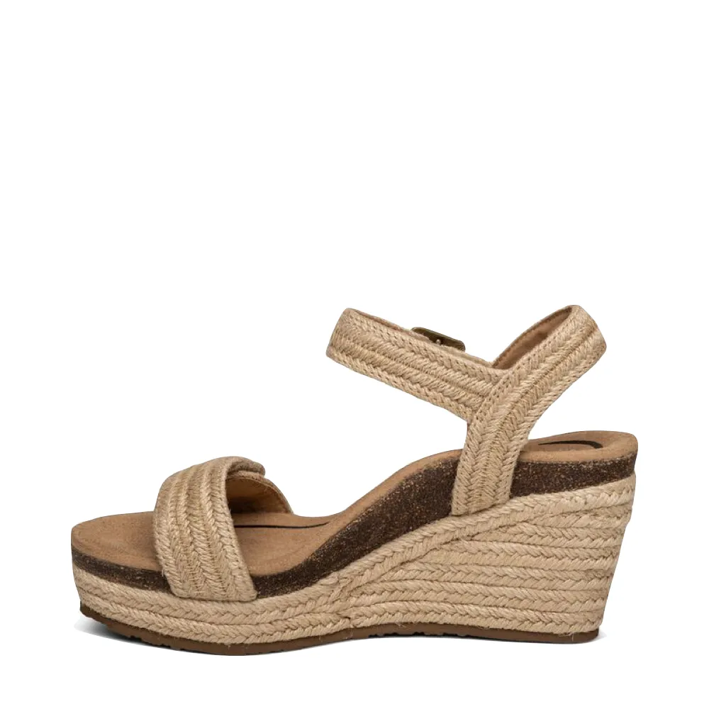 Aetrex Women's Sydney Quarter Strap Espadrille Wedge Sandal in Natural
