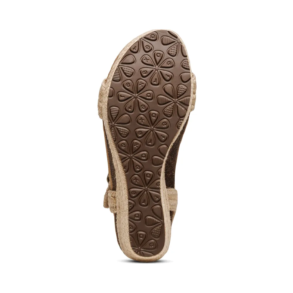 Aetrex Women's Sydney Quarter Strap Espadrille Wedge Sandal in Natural