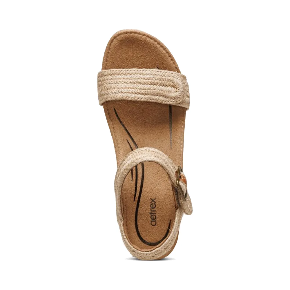 Aetrex Women's Sydney Quarter Strap Espadrille Wedge Sandal in Natural