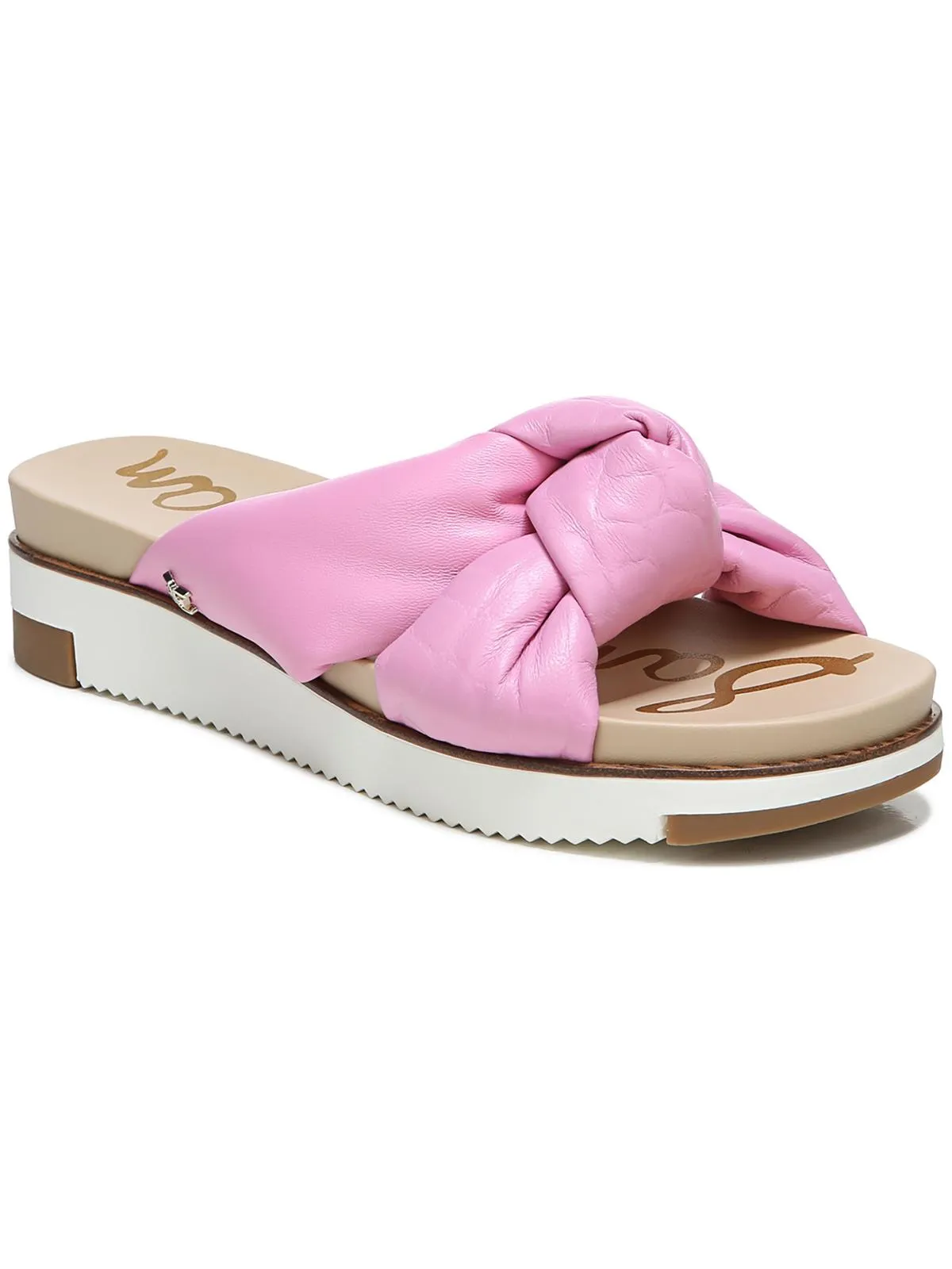 Agatha Womens Leather Animal Print Flatform Sandals
