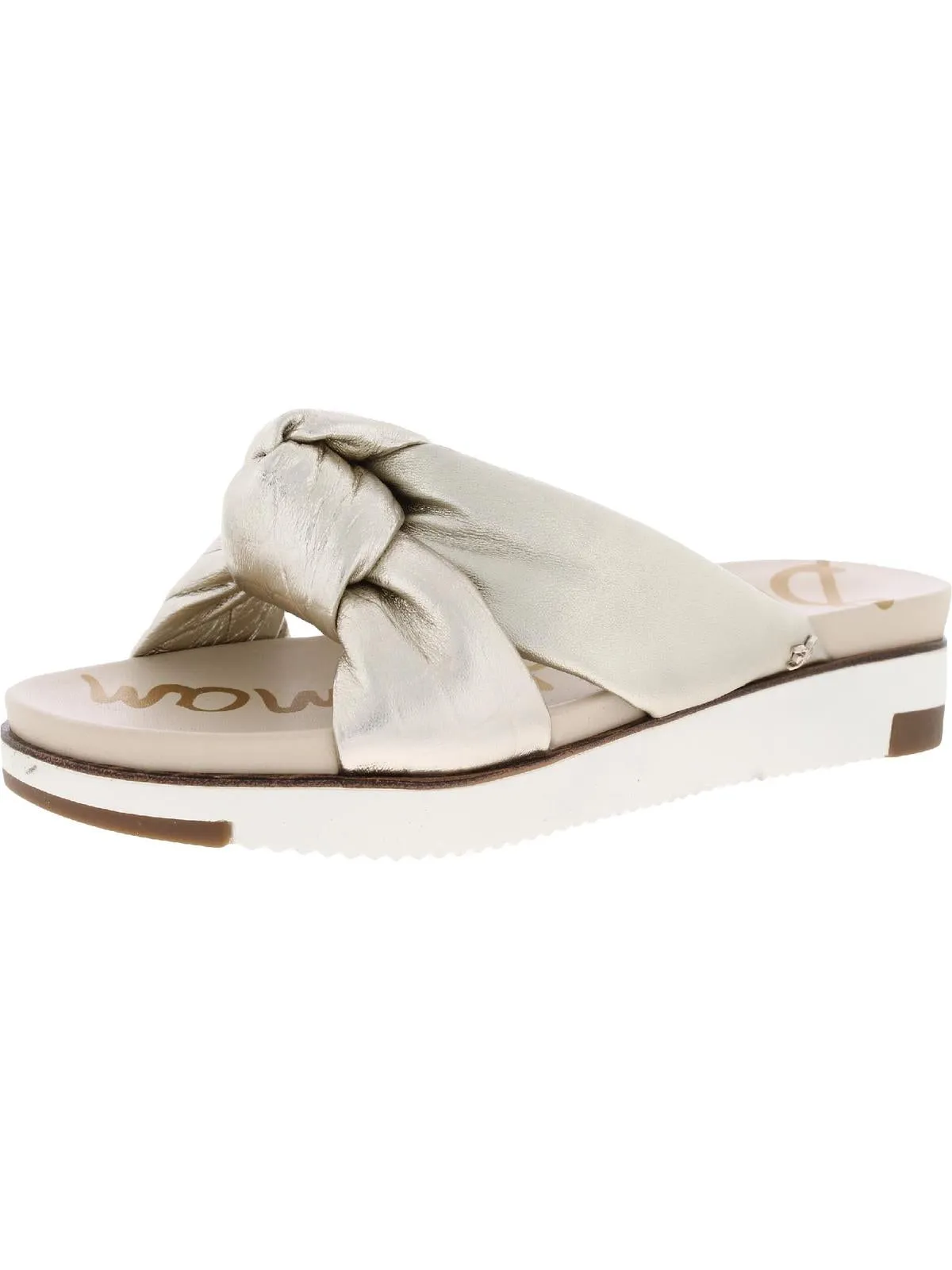 Agatha Womens Leather Animal Print Flatform Sandals