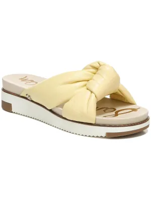 Agatha Womens Leather Animal Print Flatform Sandals
