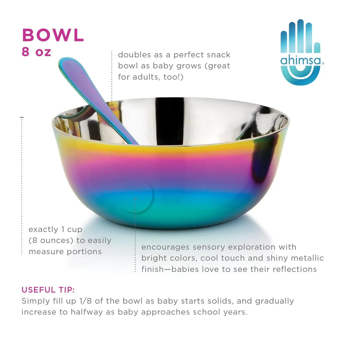 Ahimsa Stainless Steel Starting Solids Infant Set - Rainbow