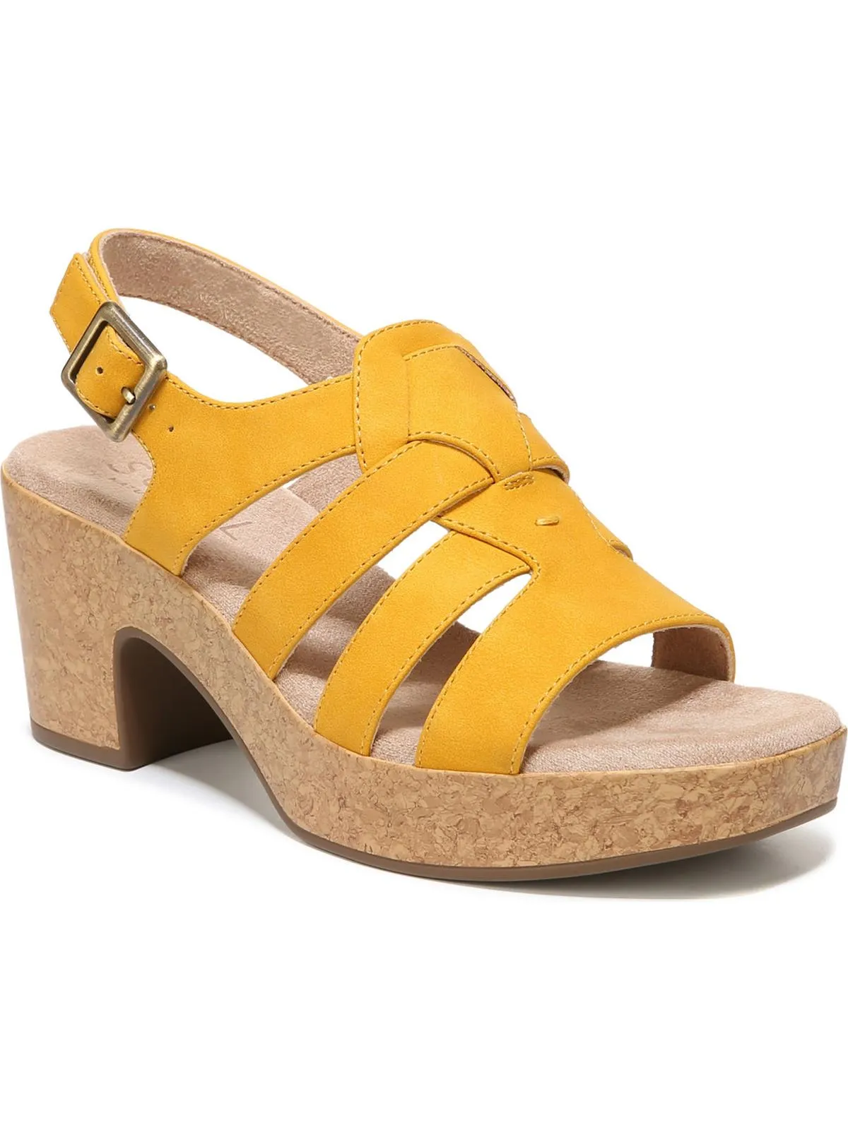 Aki Womens Faux Leather Peep-Toe Platform Sandals