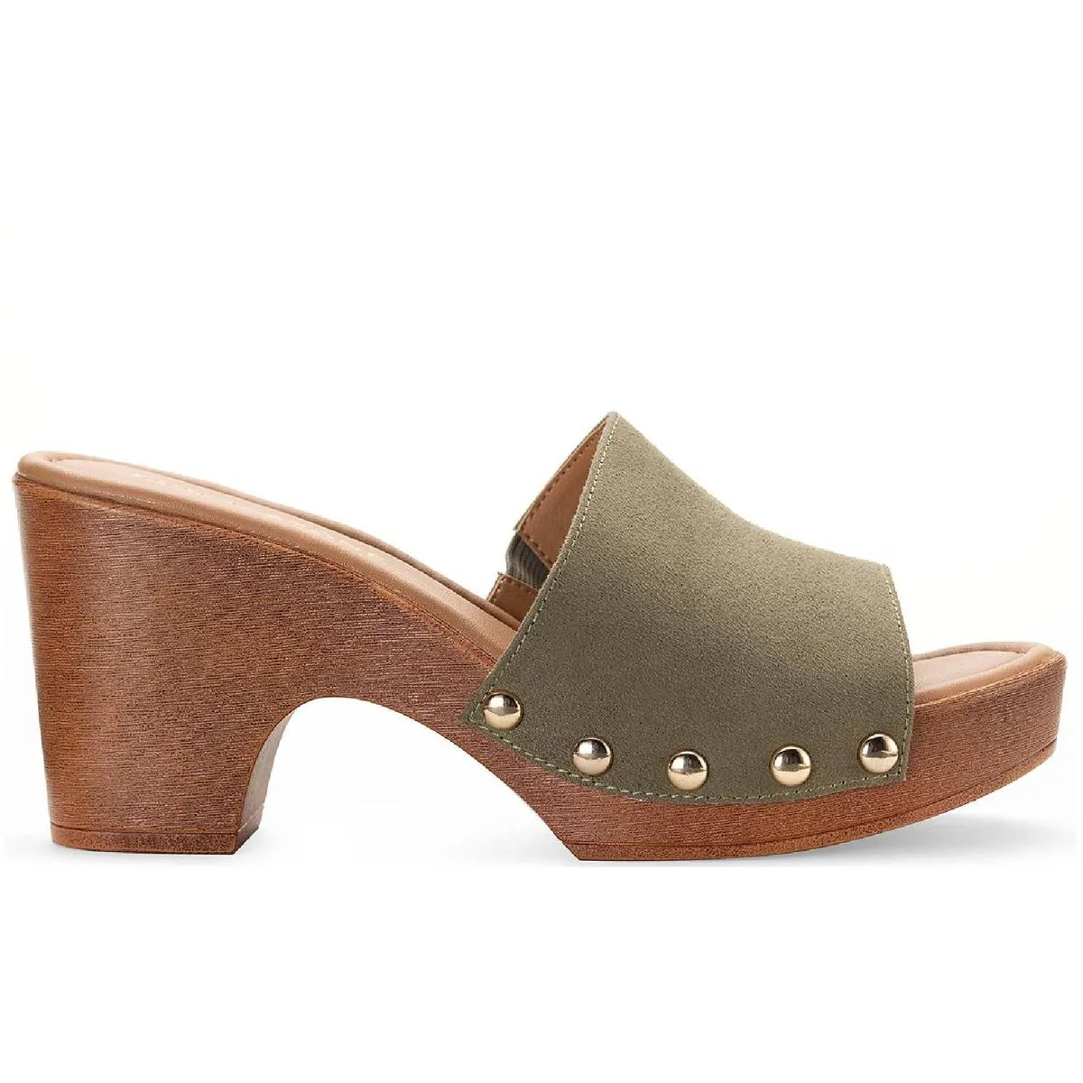 Alinaf Womens Faux Suede Studded Clogs