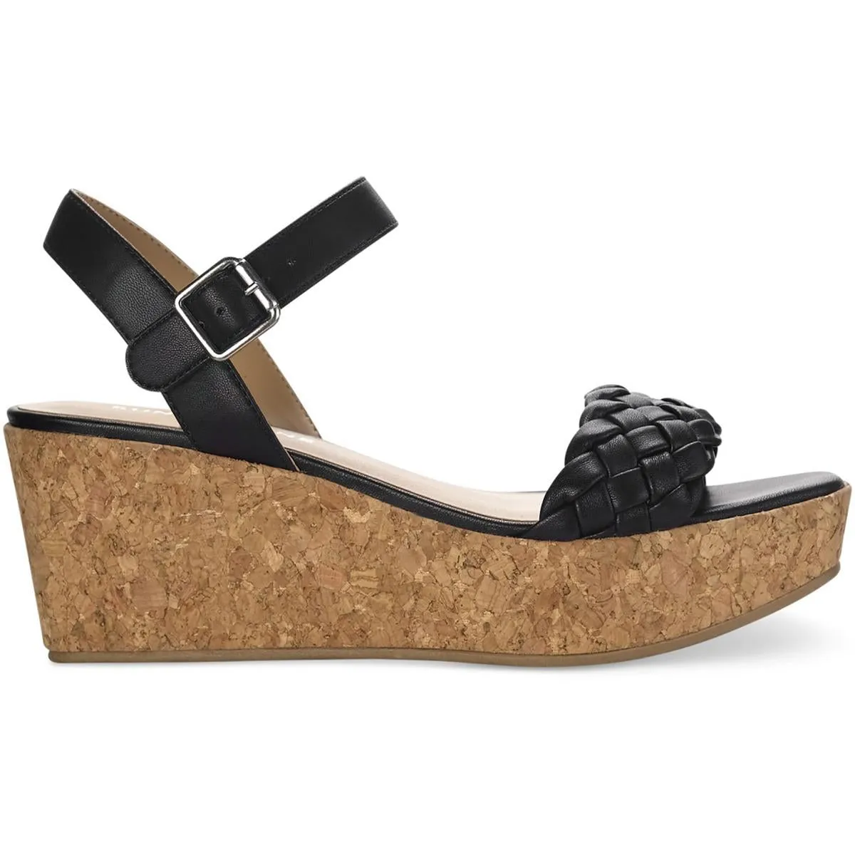 Allvina Womens Faux Leather Adjustable Wedge Sandals
