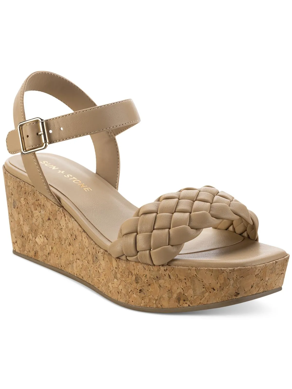 Allvina Womens Faux Leather Adjustable Wedge Sandals