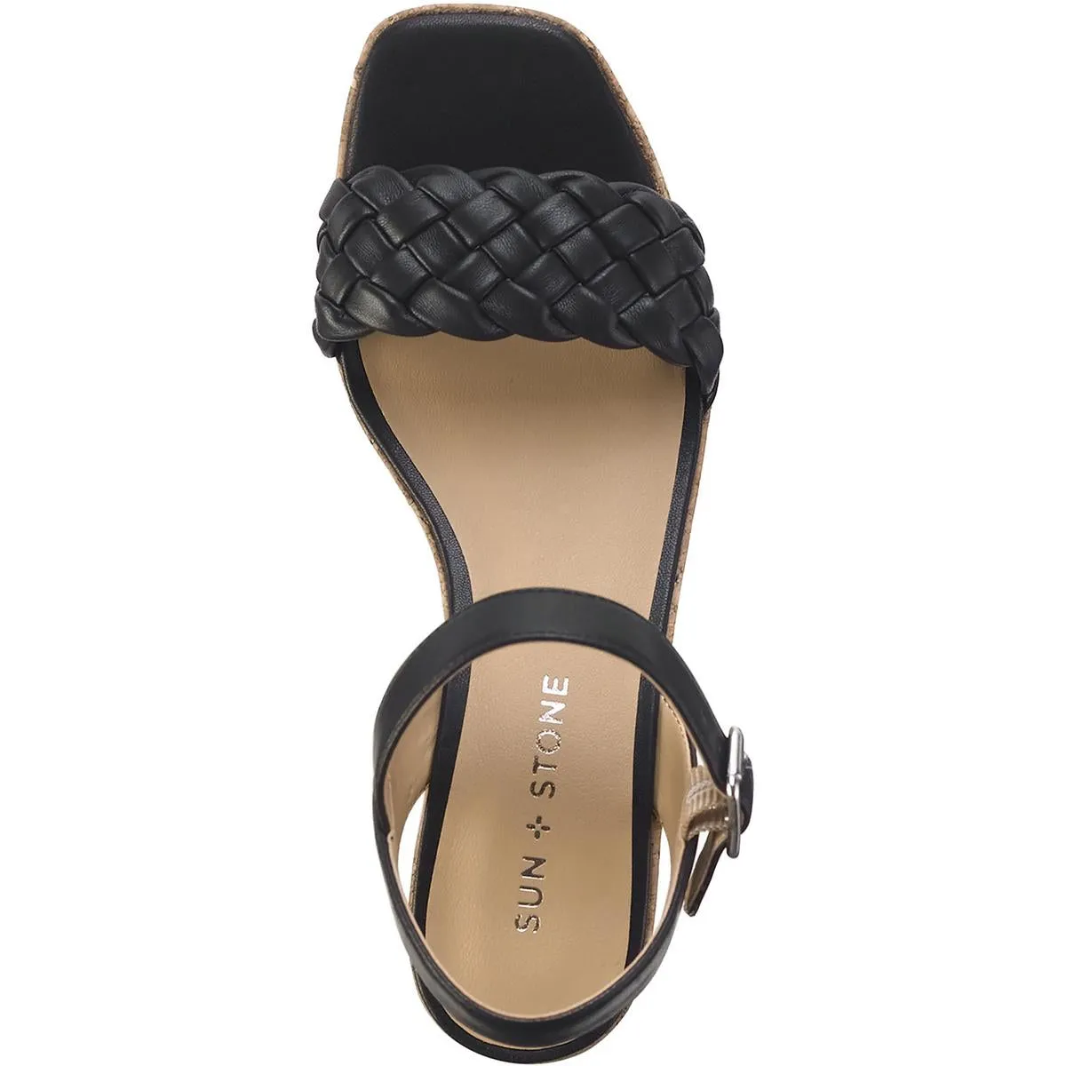 Allvina Womens Faux Leather Adjustable Wedge Sandals