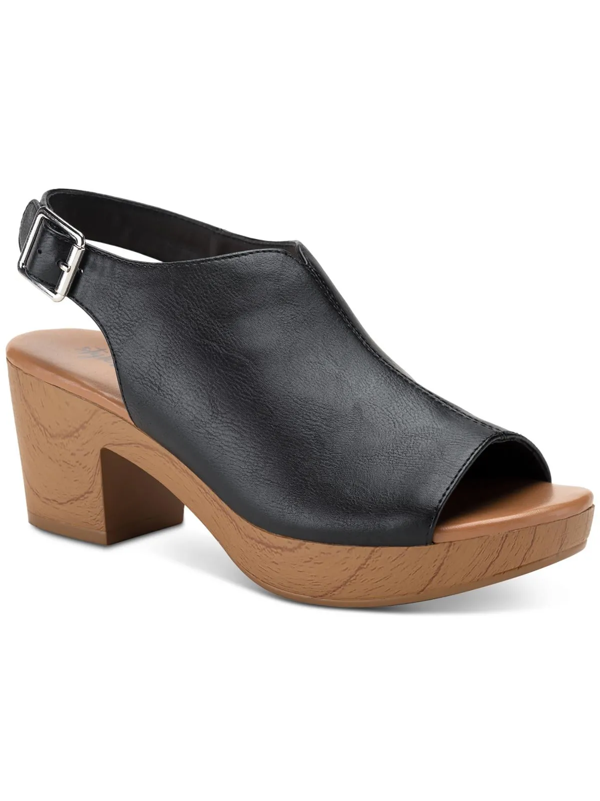 Amaraa Womens Faux Leather Buckle Clogs