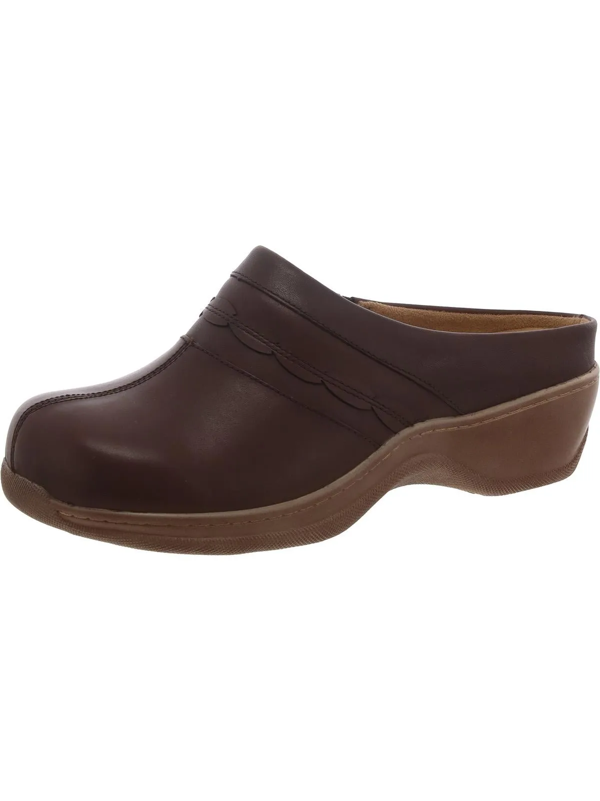 Amber Womens Leather Wedge Clogs