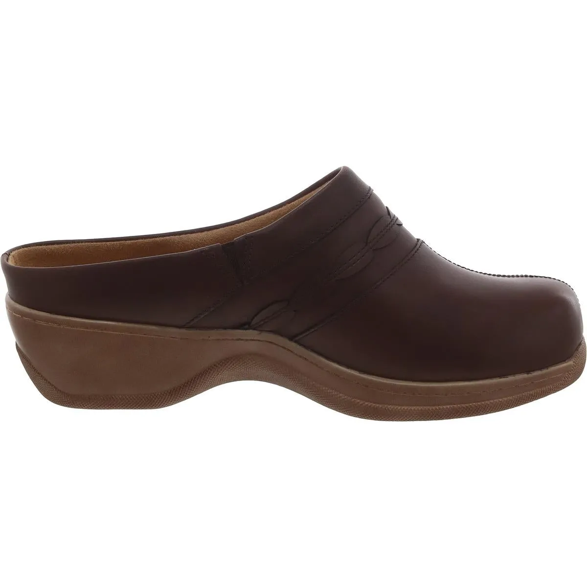 Amber Womens Leather Wedge Clogs