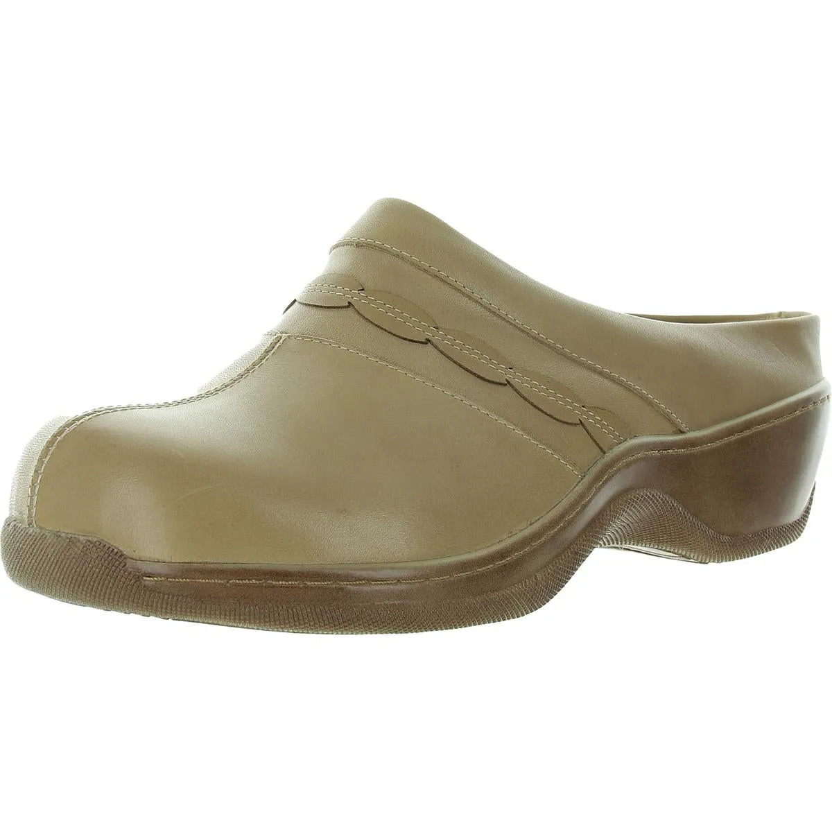 Amber Womens Leather Wedge Clogs