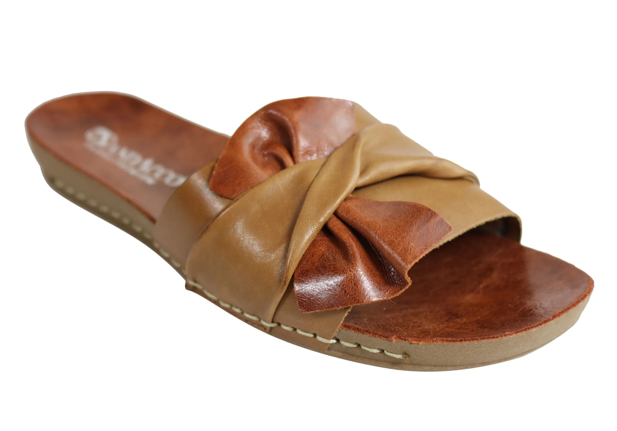 Andacco Maze Womens Comfortable Leather Slide Sandals Made In Brazil Andacco Shoes
