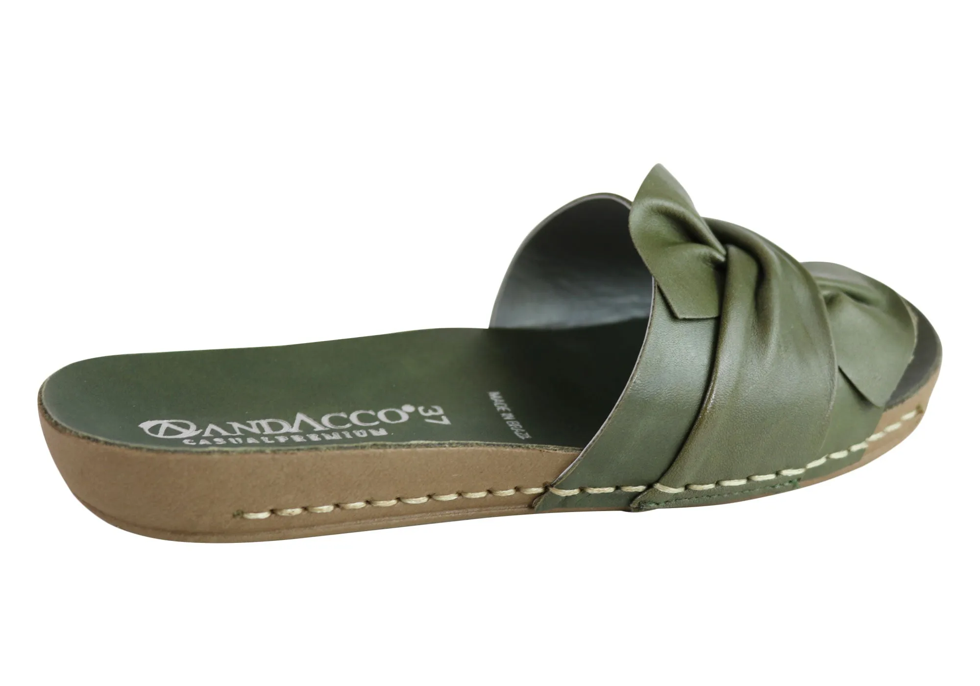 Andacco Maze Womens Comfortable Leather Slide Sandals Made In Brazil Andacco Shoes