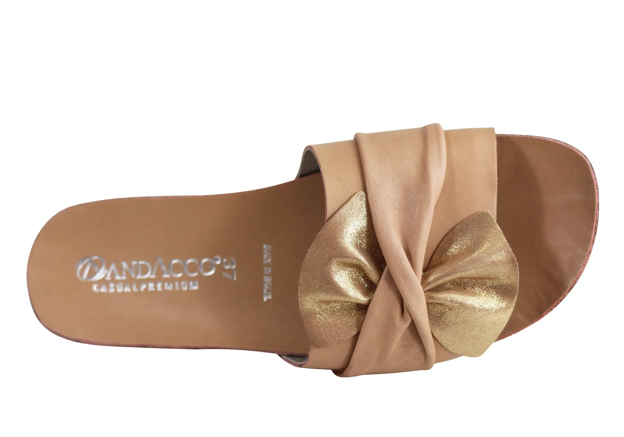 Andacco Maze Womens Comfortable Leather Slide Sandals Made In Brazil Andacco Shoes