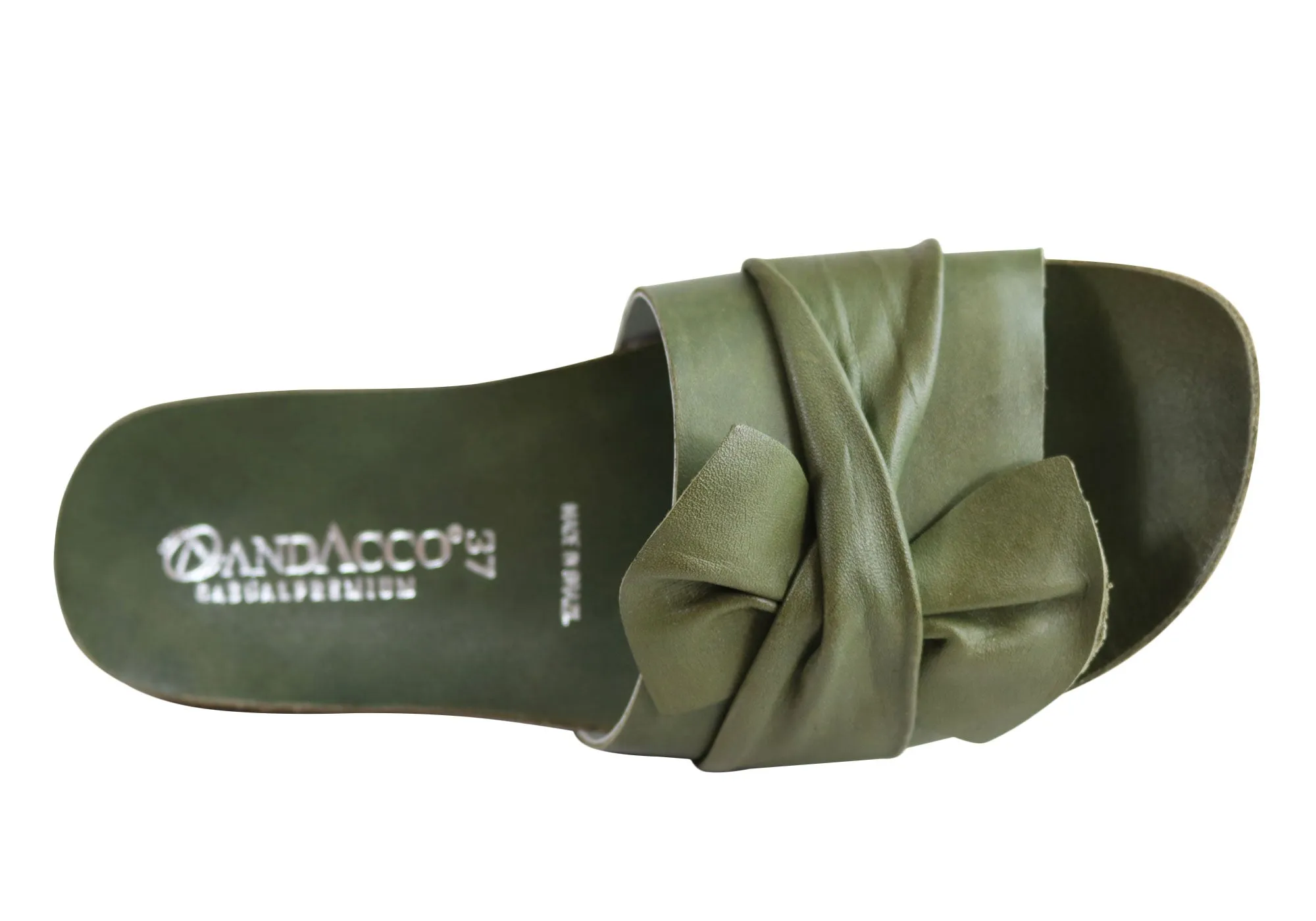 Andacco Maze Womens Comfortable Leather Slide Sandals Made In Brazil Andacco Shoes