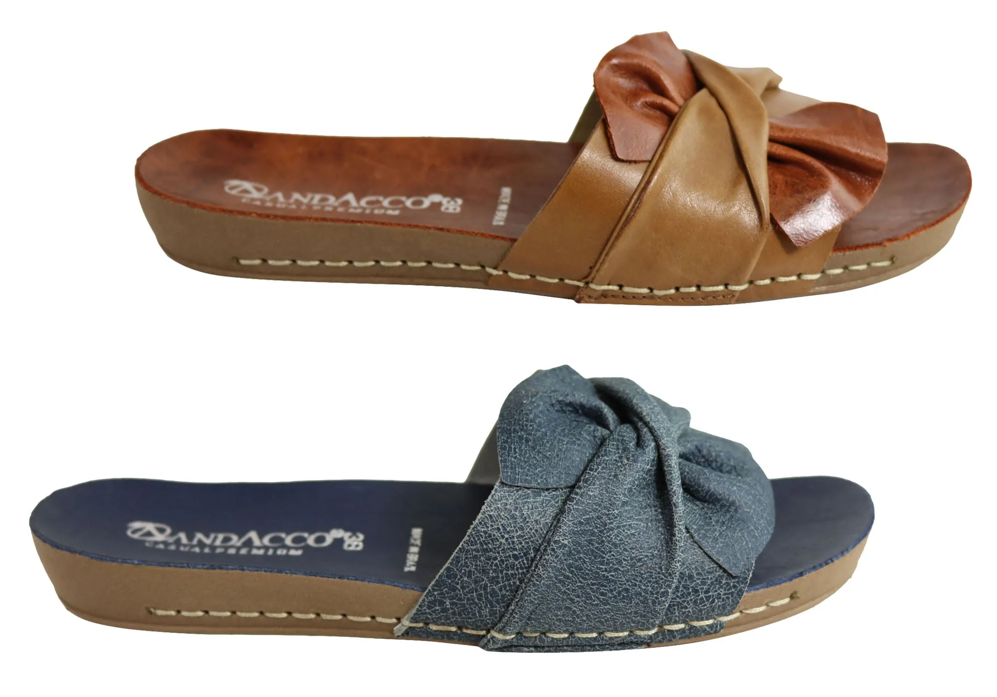 Andacco Maze Womens Comfortable Leather Slide Sandals Made In Brazil Andacco Shoes