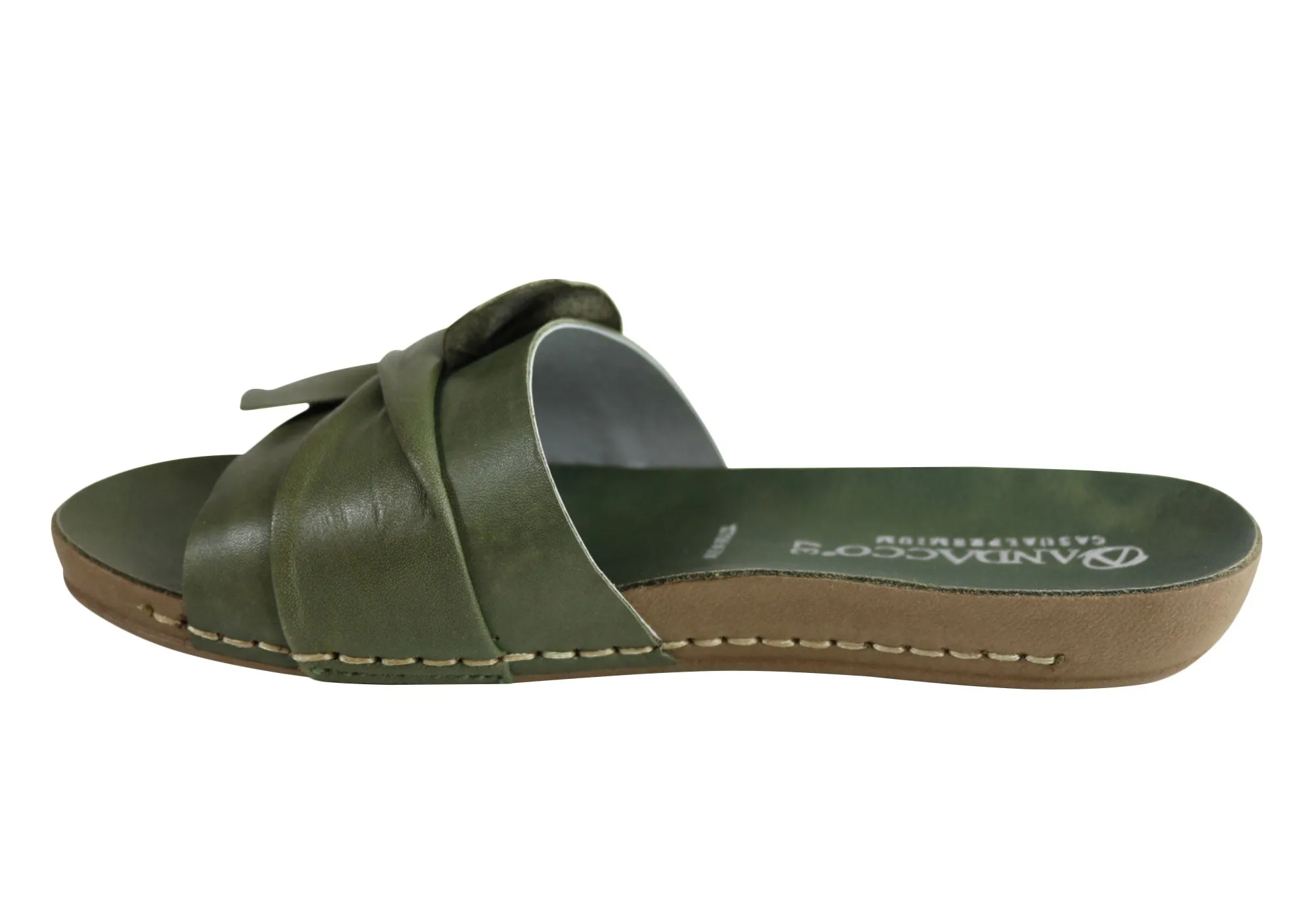 Andacco Maze Womens Comfortable Leather Slide Sandals Made In Brazil Andacco Shoes