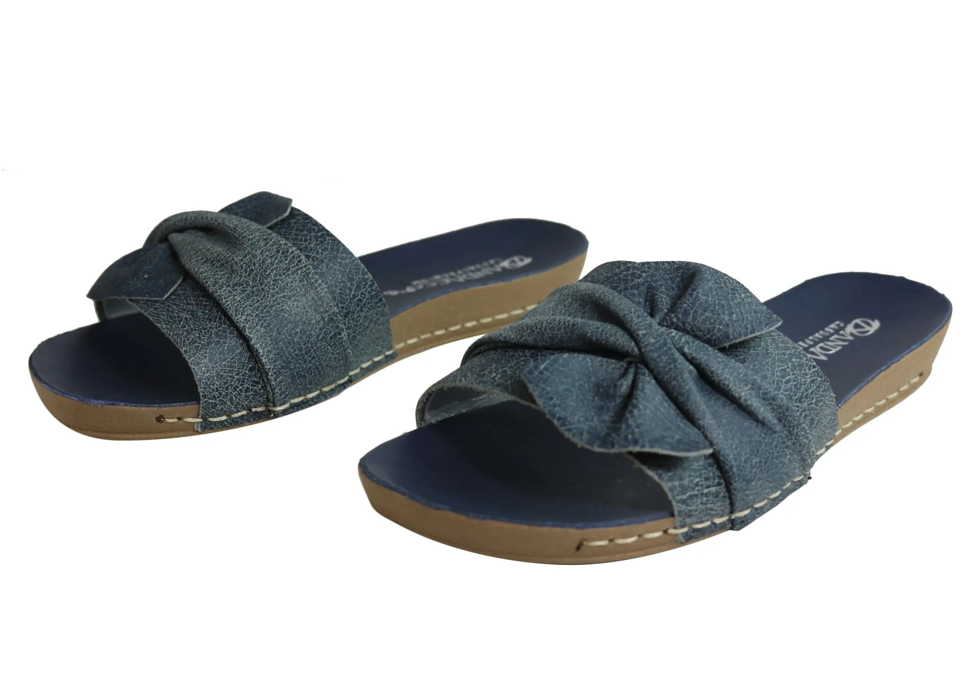 Andacco Maze Womens Comfortable Leather Slide Sandals Made In Brazil Andacco Shoes