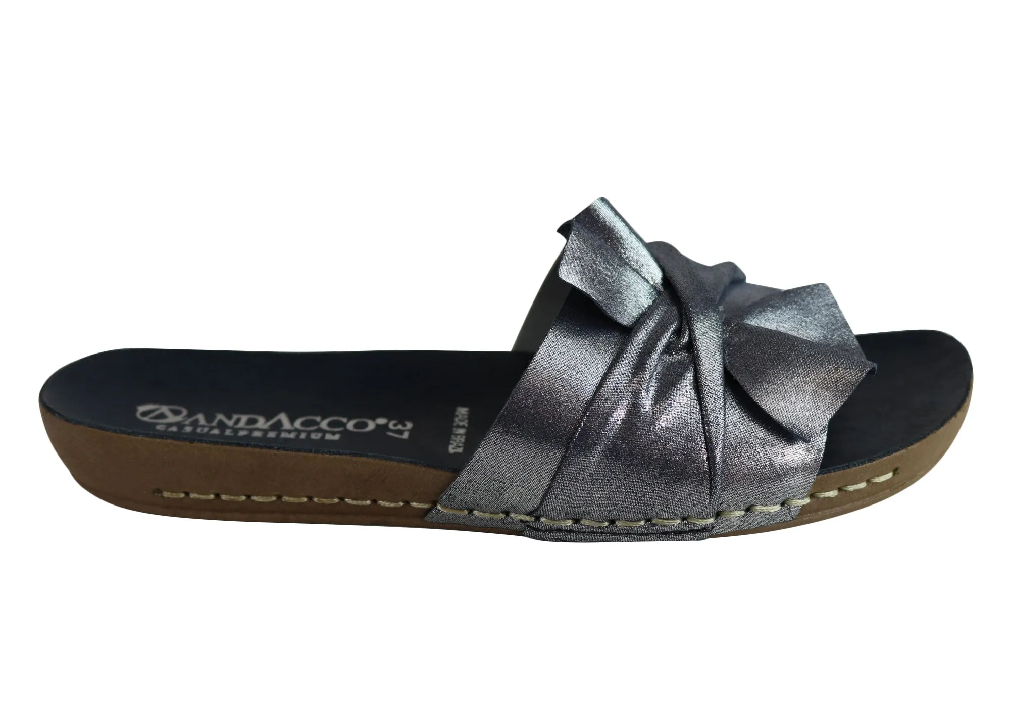 Andacco Maze Womens Comfortable Leather Slide Sandals Made In Brazil Andacco Shoes