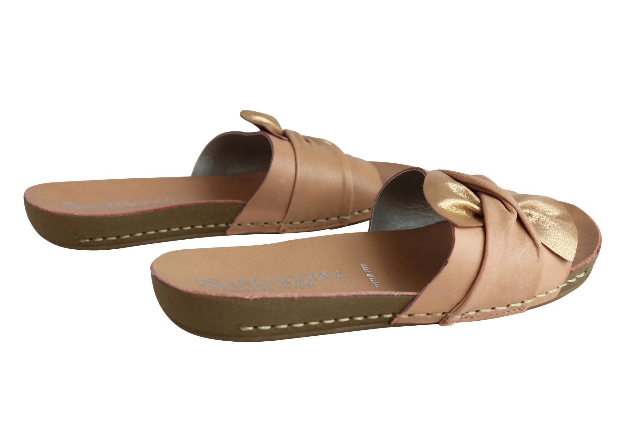 Andacco Maze Womens Comfortable Leather Slide Sandals Made In Brazil Andacco Shoes
