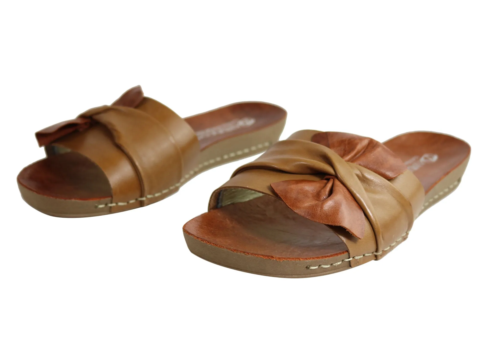 Andacco Maze Womens Comfortable Leather Slide Sandals Made In Brazil Andacco Shoes