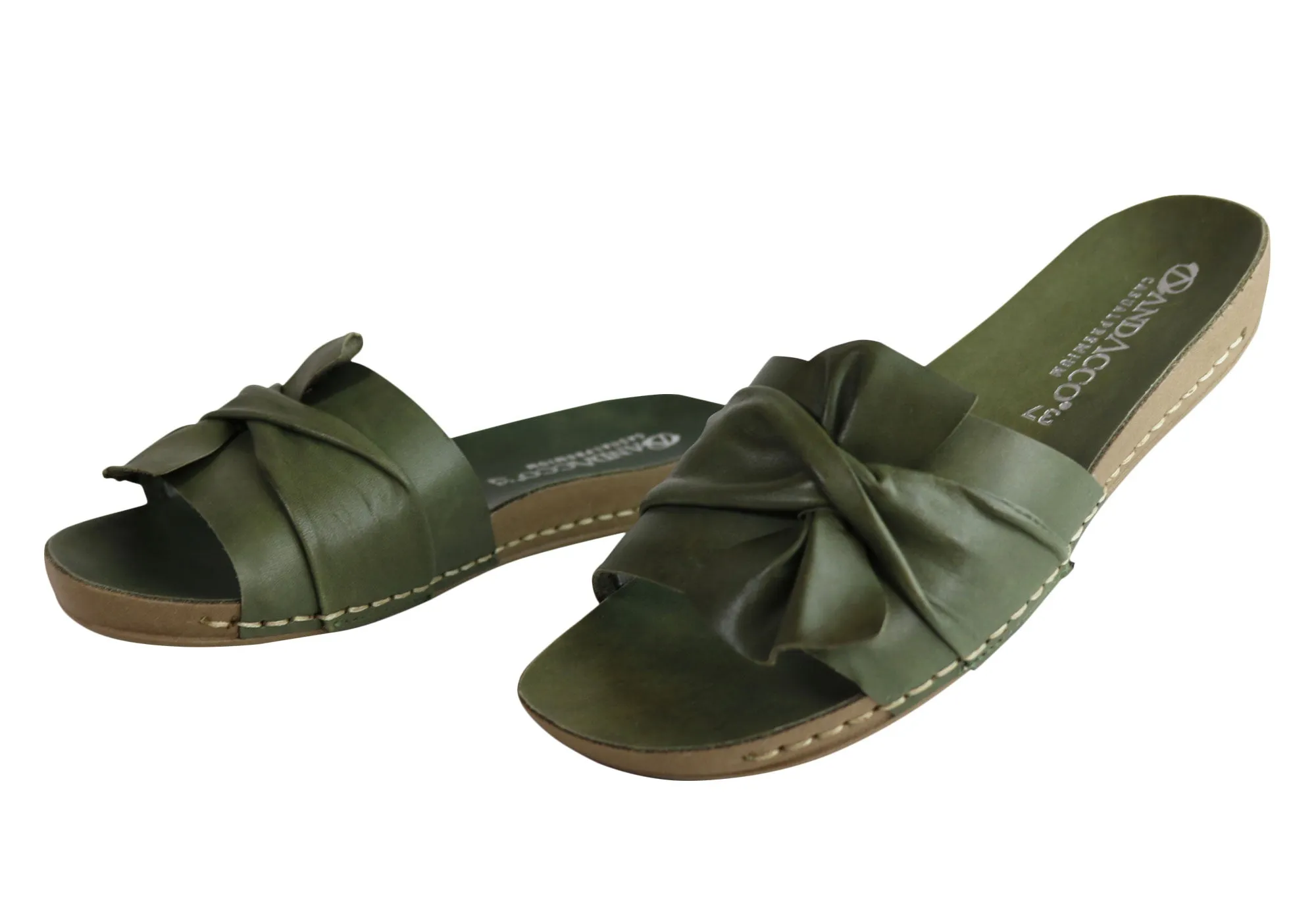 Andacco Maze Womens Comfortable Leather Slide Sandals Made In Brazil Andacco Shoes