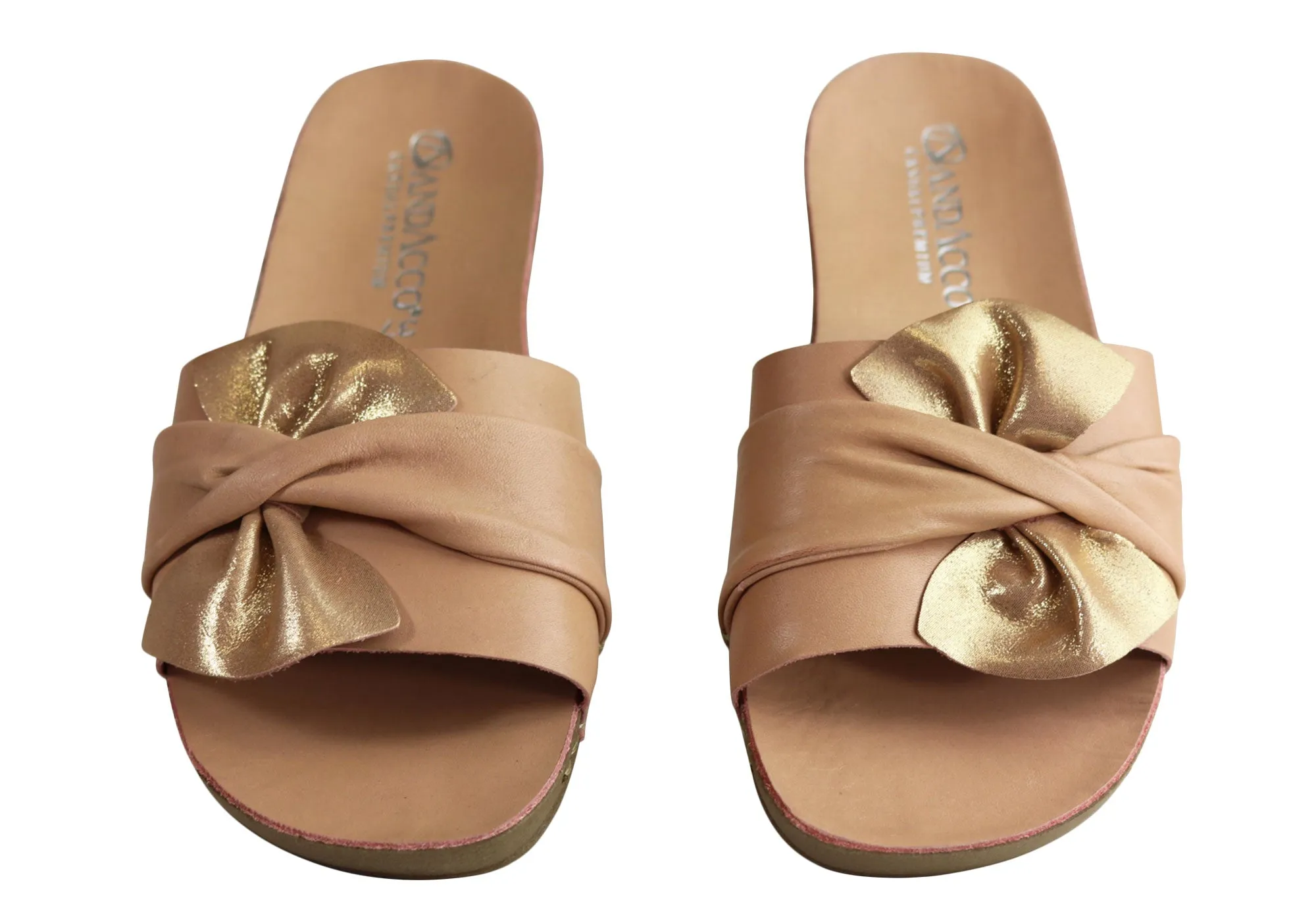 Andacco Maze Womens Comfortable Leather Slide Sandals Made In Brazil Andacco Shoes