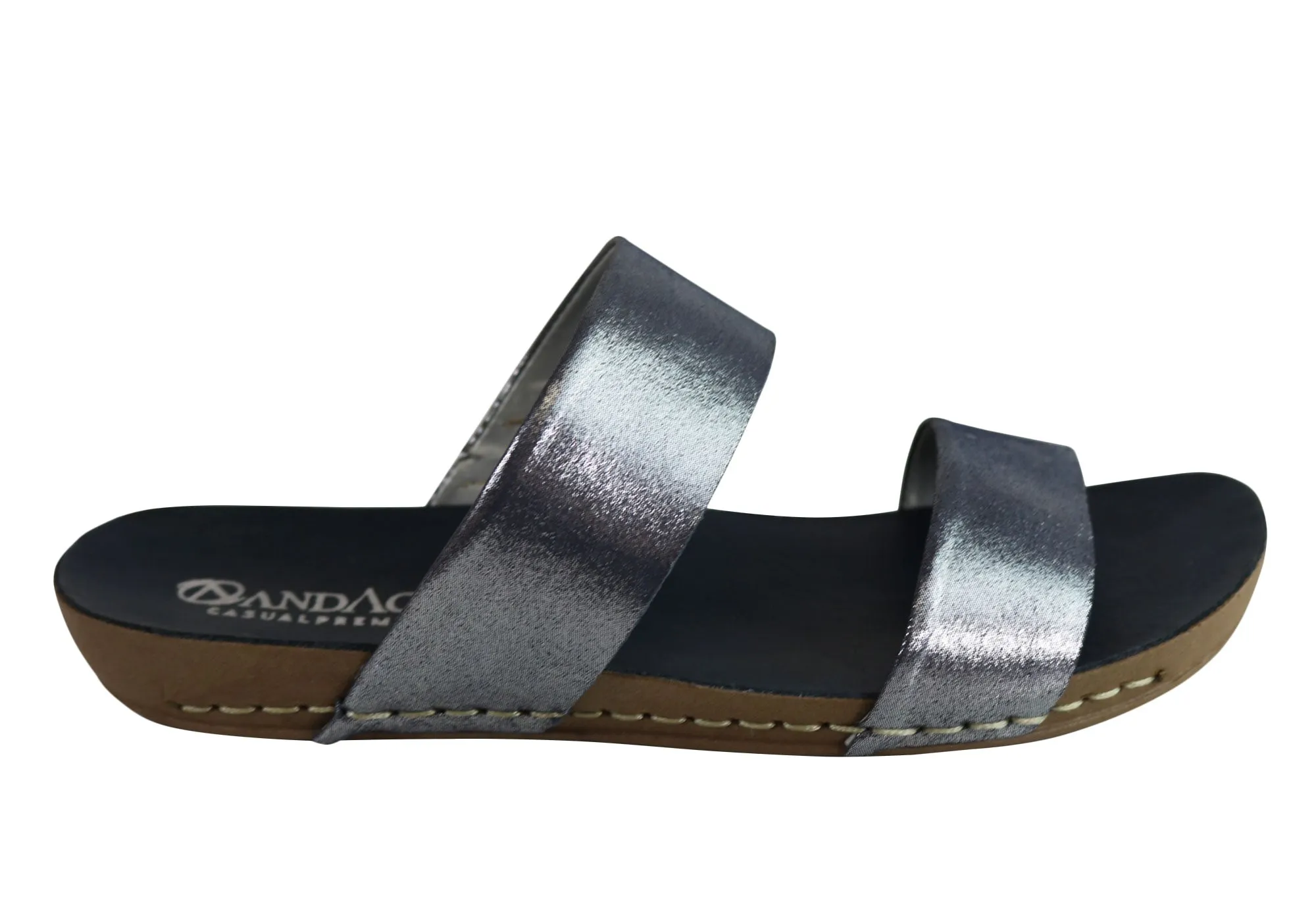 Andacco Mirage Womens Comfy Leather Flat Sandals Slides Made In Brazil Andacco Shoes