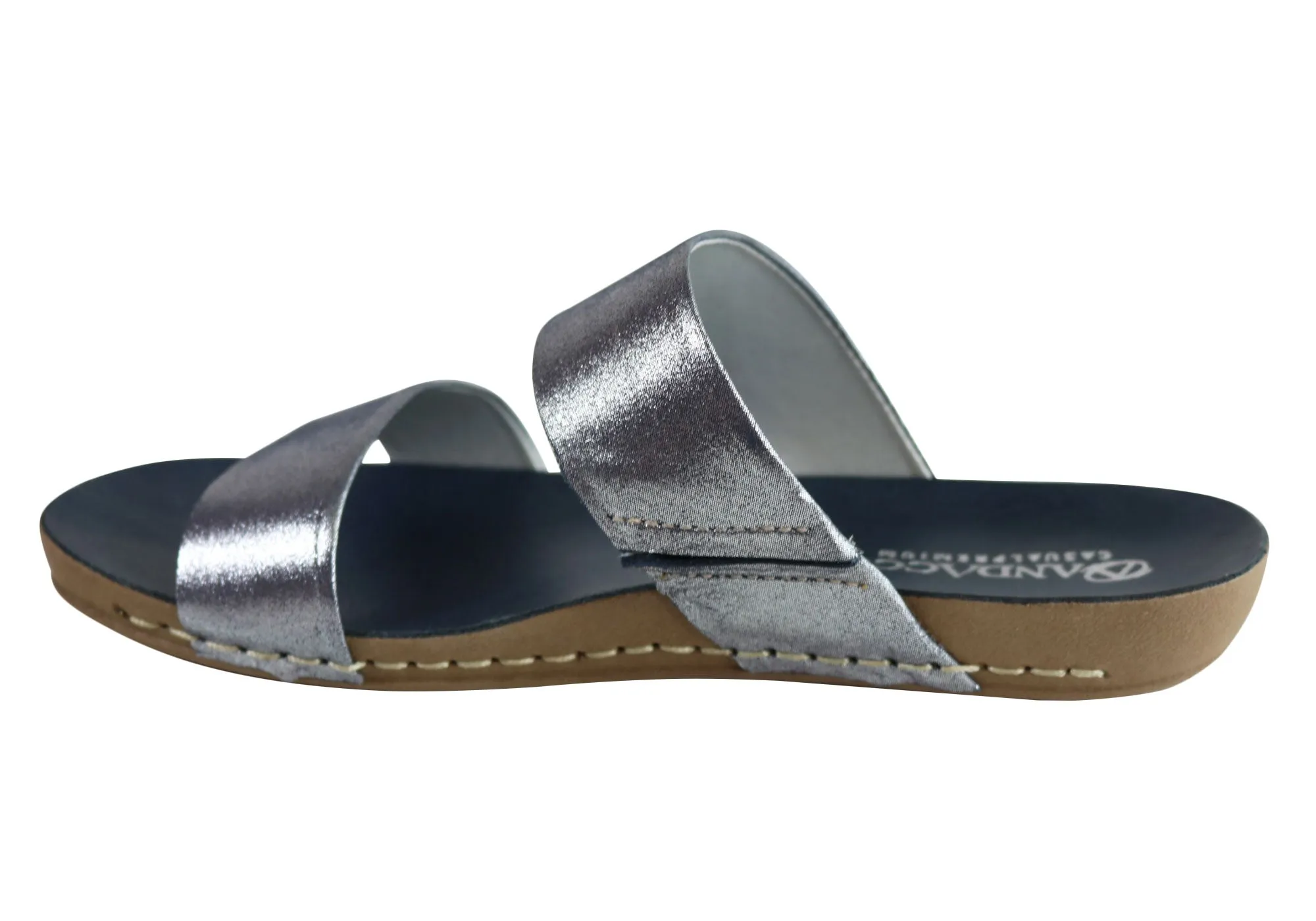 Andacco Mirage Womens Comfy Leather Flat Sandals Slides Made In Brazil Andacco Shoes