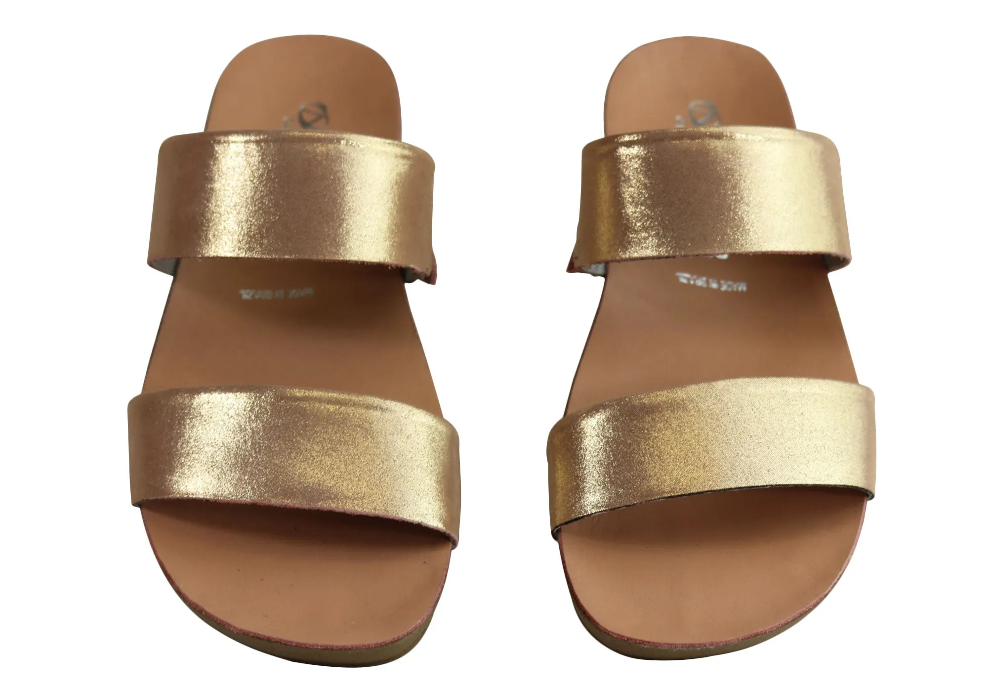 Andacco Mirage Womens Comfy Leather Flat Sandals Slides Made In Brazil Andacco Shoes